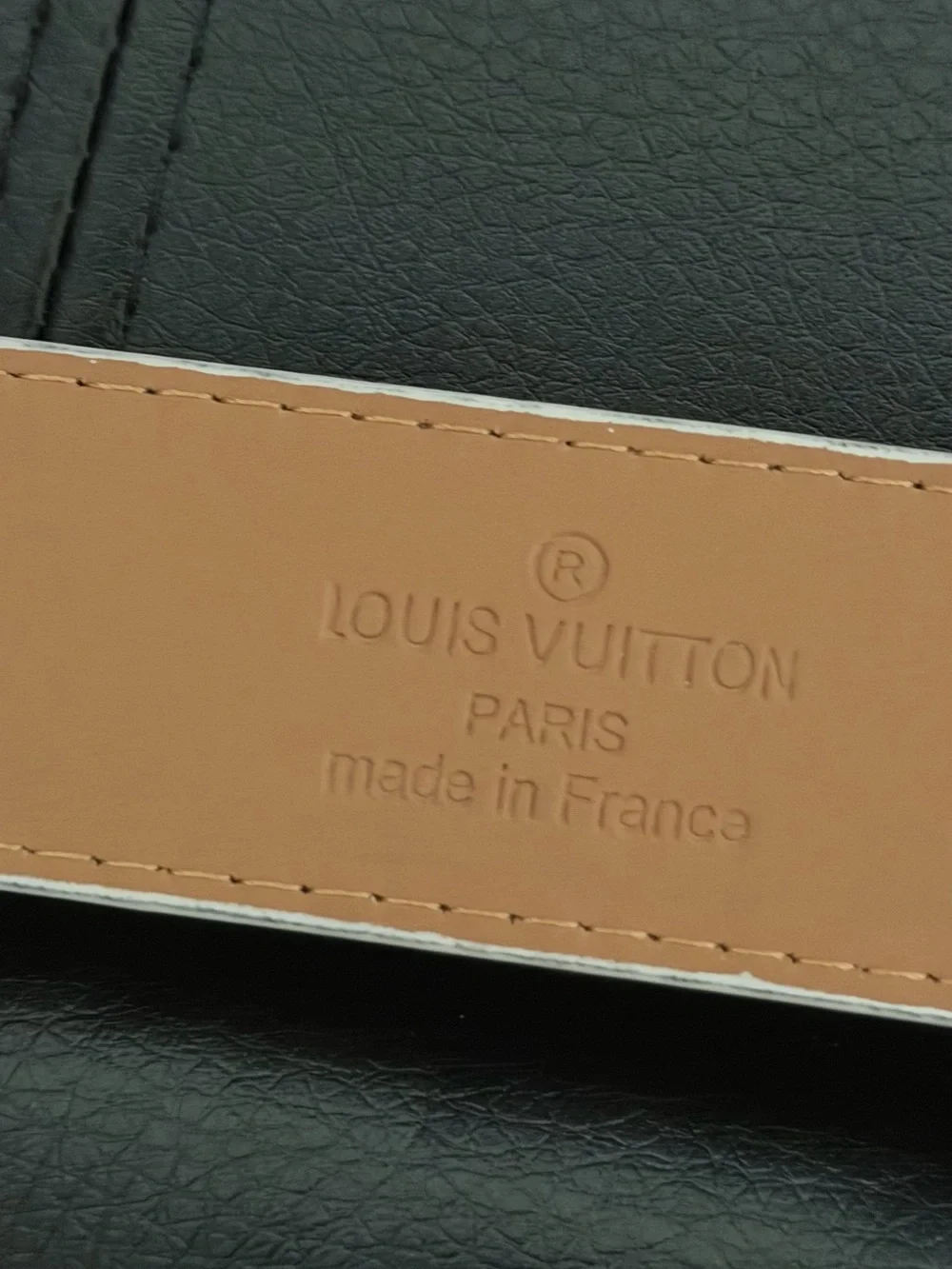 Louis Vuitton Beige Checkered Strap with Silver Buckle Size 42